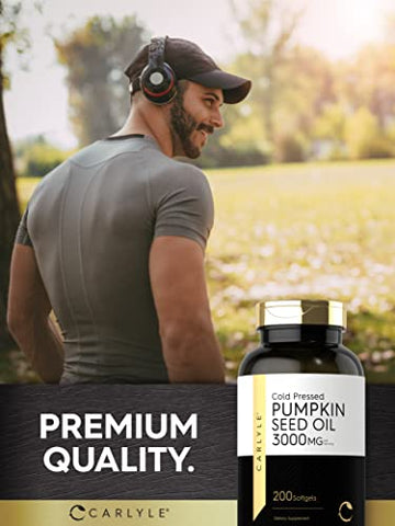 Carlyle - Óleo de Semente de Abóbora | 3000mg | 200 Cápsulas Softgel | Fórmula Livre de Transgênicos e Glúten | Suplemento Alimentar Prensado a Frio | por