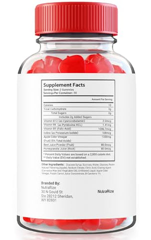 NutraRize - Rapid Lean Keto Gummies ACV – Fórmula Avançada, Suplemento Natural de Keto, Apple Cider Vinegar 1000MG, Avaliações (60 Gummies)