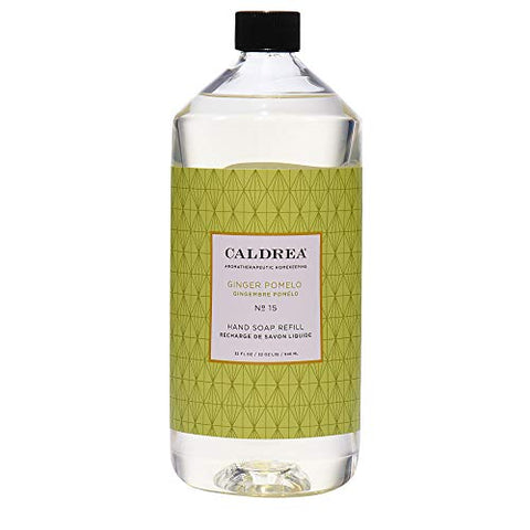 Recarga de Sabonete Líquido Caldrea, Gel de Aloe Vera, Azeite de Oliva e Óleos Essenciais para Limpar e Condicionar, Fragrância de Gengibre e Pomelo, 946 ml