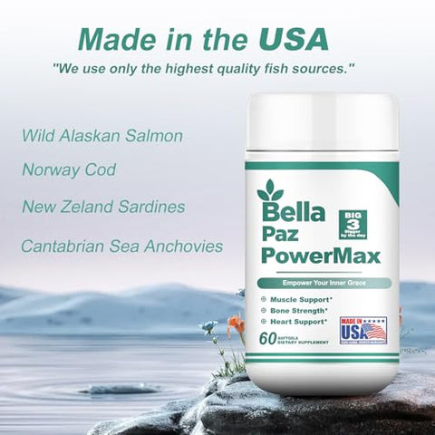 BELLAPAZ - Suplemento Ômega 3 FishOil – 788 mg Ácido Graxo Ômega-3 sem refluxo, 488 DHA – Marca em destaque