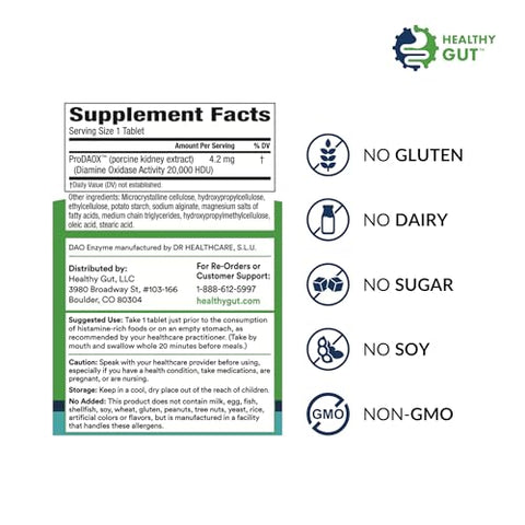 Healthy Gut,LLC - HistaHarmony | Suporte Enzimático DAO de Liberação Retardada para um Intestino Saudável | 60 Porções