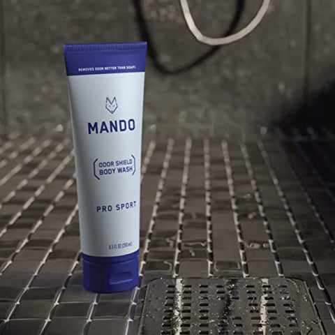 Odor Shield Body Wash – Controle de Odor por 24 Horas – Remove Odor Melhor que Sabonete – Livre de SLS, Parabenos, Seguro para a Pele – 250 ml (Pro Sport) - Mando