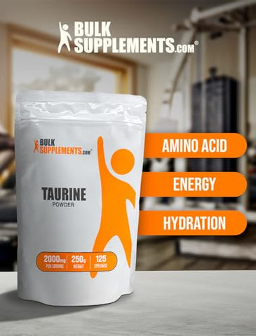 com Taurine em Pó – Suplemento de Taurina, 2000mg de Taurina – Suplemento de Aminoácidos para Energia – Sem Sabor - BulkSupplements
