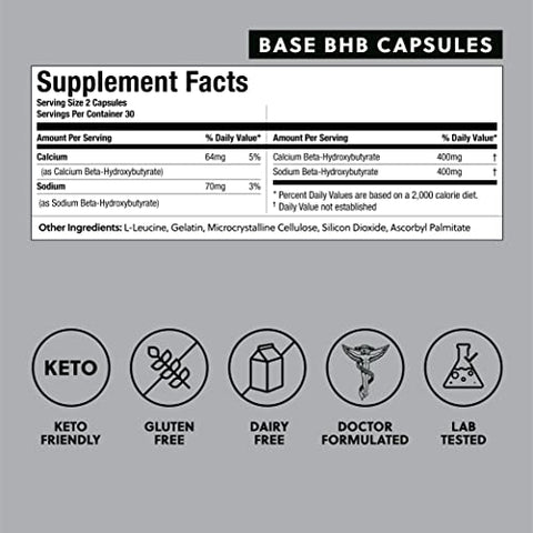 Cápsulas de Cetonas Exógenas Perfect Keto, Sal de BHB Livre de Glúten para a Cetose – 60 cápsulas
