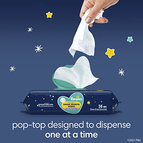 Swaddlers Lenços Umedecidos Sweet Dreams, Lavanda Calmante, 12 Pacotes Flip-Top (672 Lenços no Total) - Pampers