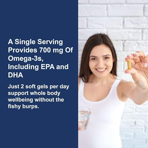 Óleo de Peixe de Alta Qualidade, 700 mg Ômega-3, Suplemento de Óleo de Peixe Norueguês, Ômega 3 de Peixe Selvagem, Cápsulas de Óleo de Peixe Sustentável, Suplemento de Ômega 3 - Carlson