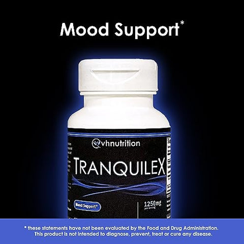 TRANQUILEX | Suplemento para Alívio do Estresse* | Ashwagandha, Flor de Maracujá, Kava Kava, Melissa, Raiz de Alcaçuz e Lavanda | Relaxamento Natural e Calma Mental | 60 cápsulas - VH Nutrition