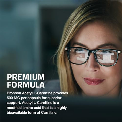 Acetyl L-Carnitine 500 MG – Aminoácido de Alta Potência, 120 Cápsulas - Bronson