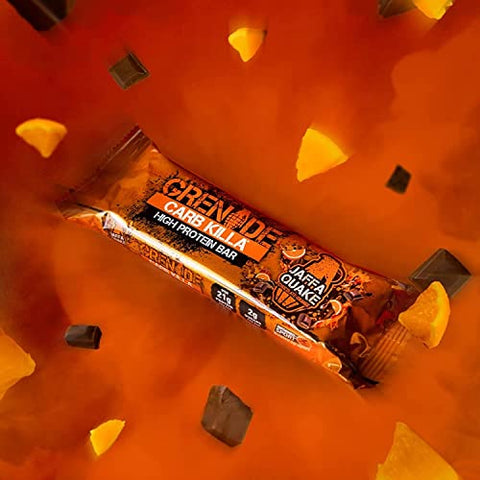 Carb Killa Bar – Caixa Jaffa Quake, 12 Unidades | Barras Proteicas - Grenade