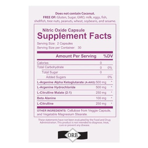 4 Your Wellness - Suplemento Óxido Nítrico, Aumentando Produção de Óxido Nítrico e Pressão Sanguínea, Sem Glúten, Não-OGM, Kosher (60)