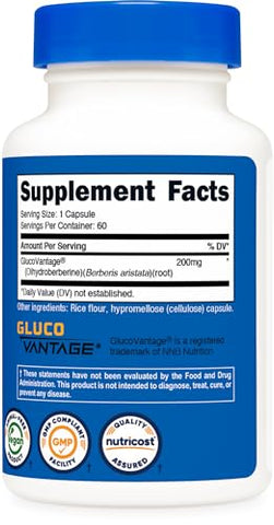 Cápsulas de Dihidroberberina (200mg, 60 cápsulas) – Metabolito de Berberina Mais Bioacessível – Nutricost - Nutricost