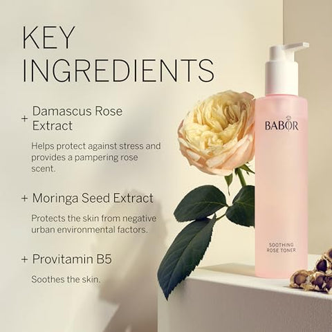 Tônico Calmante de Rosa, Essência Hidratante de Água de Rosa, Tônico Livre de Álcool, Acalma – 100ml - BABOR