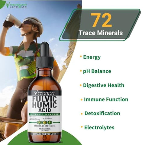 THE HEALTHY LIFE 4 ME - Fulvic Acid Humic Trace Minerals Líquido | Hidratação | Suplemento Keto | Energia | Equilíbrio de pH | Cabelo | Fornecimento de 2 Meses | Cor Líquida – Marrom