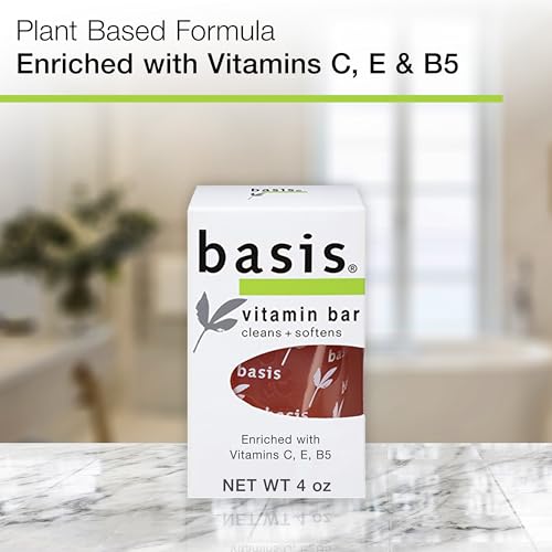Sabonete em Barra Basis Vitamin – Limpa e Amacia com Vitamina C, E e B5 – Uso para Banho ou Sabonete para as Mãos – Pacote com 6 Barras
