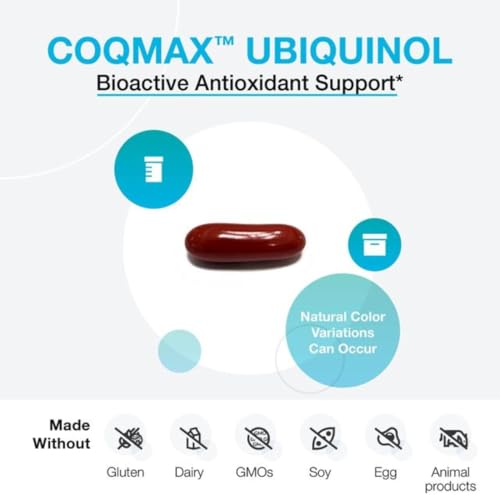 CoQmax 200mg Ubiquinol CoQ10 – Fórmula Patenteada e Estabilizada – Coenzima Q10 para Suporte Antioxidante e Saúde Cognitiva do Coração (60 Softgels) - XYMOGEN
