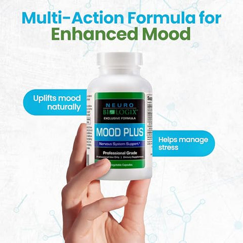 Neuro biologix - Mood Plus – Suplemento Completo de Suporte ao Humor – Auxílio Calmante para Estresse e Suporte à Função Cerebral – 60 cápsulas