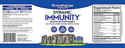 Suplemento Diário Stonehenge Health Dynamic Immunity 10 em 1 para Impulsionar a Imunidade com Zinco, Sabugueiro, Equinácea e Vitamina C