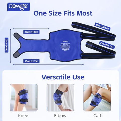 Gelo Pack para Cirurgia de Substituição do Joelho, Envoltório Reutilizável de Gel Frio para Todo o Joelho em Lesões, Alívio da Dor, Inchaço e Hematomas - NEWGO