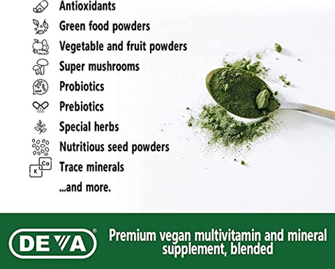 Tuba Prime – Multivitamina Vegana de Alta Potência, Livre de Ferro – 60 Cápsulas - DEVA
