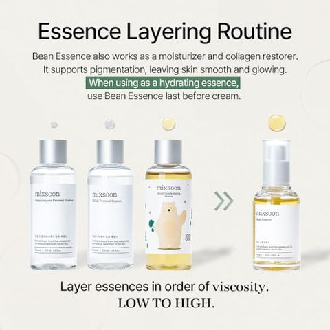 Essência de Feijão mixsoon, Vegansnail, Essência Esfoliante para o Rosto, Cuidados com a Pele Coreana Hidratante, Glassskin 50ml