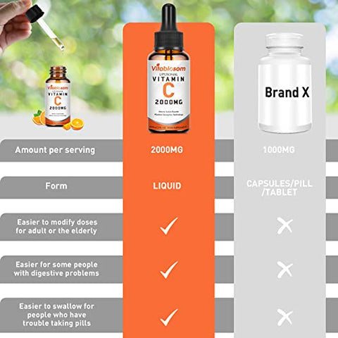 Vitablosom - Vitamina C Lipossomal 2000mg Líquida para Adultos, Alta Absorção VIT C, Potencialize a Vitamina C, para Sistema Imunológico