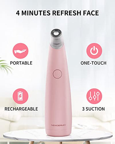Máquina de Microdermoabrasão 2 em 1 para o Rosto, Dispositivo de Microdermoabrasão com Diamante Recarregável por USB – Tratamento Facial Avançado em Casa (Rosa) - NEWDERMO