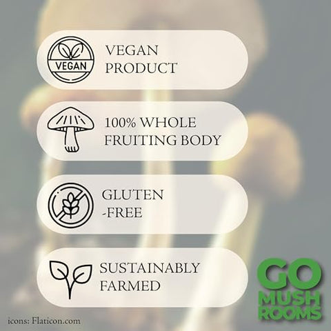 GO Mushrooms - Tintura de Cogumelo Super – Extrato Duplo de Cogumelo Multifuncional 4-em-1 – Saúde Imunológica e Redução do Estresse com Cogumelos Super