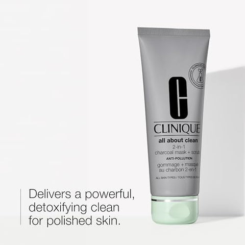 Clinique All About Clean Máscara Esfoliante e Esfoliante Facial 2 em 1 com Carvão Ativado – 100g