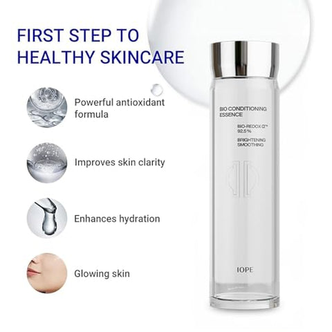 Antioxidante Primeiro Passo Essência Facial Tônico, Essência Bio-Condicionante Coreana Premium, Hidratante Anti-Envelhecimento para Pele Sensível, Rotina Diária – 80 ml - IOPE