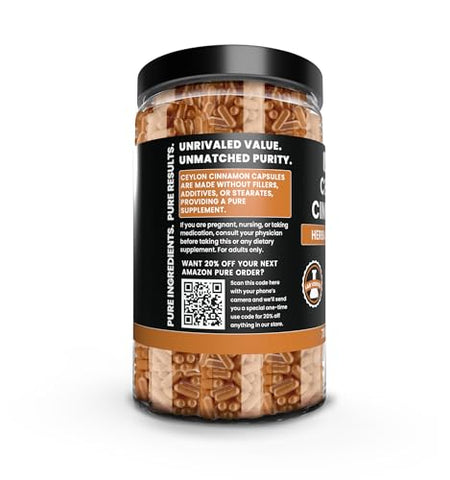 Pure Organic Ingredients - Canela Ceylon Pura Original (730 Cápsulas) – Ingredientes Naturais, Sem Enchimentos de Magnésio ou Arroz, Sempre Pura, Verificada em Laboratório