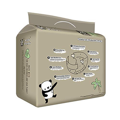 Fraldas Descartáveis de Bambu Andy Pandy, Tamanho Grande, Brancas, 9-14 kg, 26 Unidades