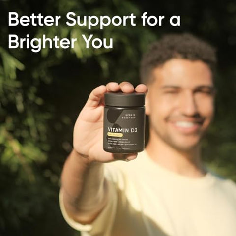 Vitamina D3 5000 UI Sports Research com Óleo de Coco MCT – Suplemento de Alta Potência para o Sistema Imunológico