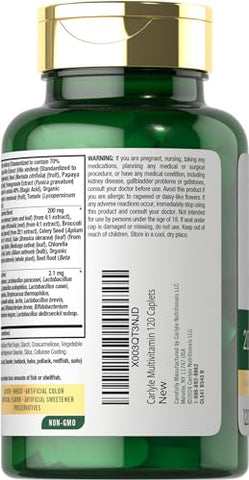 Suplemento de Frutas e Vegetais | 120 Unidades | Multivitamínico Superfood com Probióticos | Feito com 20 Frutas e Vegetais | Não-OGM - Carlyle