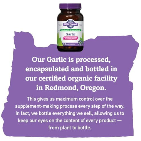 Oregon's Wild Harvest - Oregon’s Wild Harvest – Cápsulas de Alho Orgânico Certificado, Não-OGM, 1575 mg, 90 Unidades