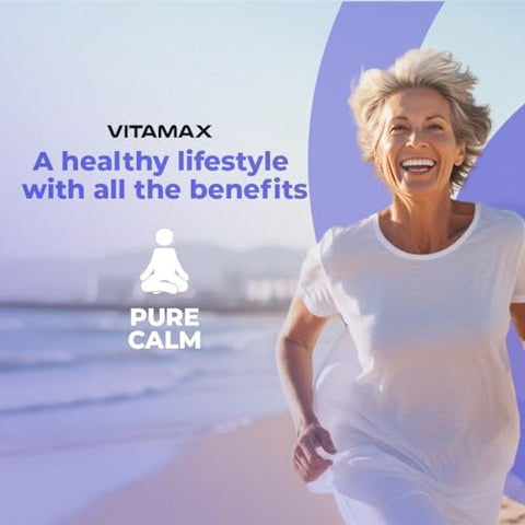 Vitamax - GABA 500mg 5 HTP 150mg Ginkgo Biloba L Tryptophan 500mg L Theanine 200mg Ashwagandha 2000mg – Vitaminas Calmantes para Homens e Mulheres – Fabricado nos EUA (60 Unidades)