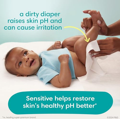 Lenços Umedecidos Sensíveis para Bebês, à Base de Água, Hipoalergênicos e Sem Perfume, 6 Pacotes com Tampa Flip (504 Lenços no Total) (Embalagem Pode Variar) - Pampers