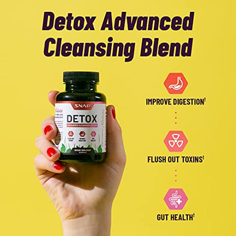 Detox Cleanse Cápsulas – Fórmula Avançada para Desintoxicação Completa do Corpo | 100% Natural | Marca Snap Supplements - Snap Supplements