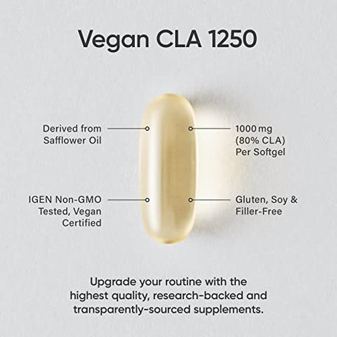 Vegan CLA 1250mg com Ácido Linoleico Conjugado Ativo para Homens  – 60 cápsulas - Sports Research