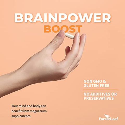 ForestLeaf - Cápsulas de Magnésio L-Treonato – Fórmula Original Magtein de 2000mg – Patenteada