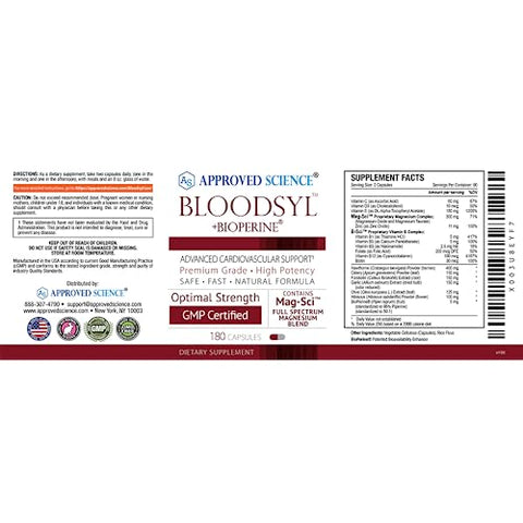 Bloodsyl – Suporte para Pressão Arterial e Colesterol – Hawthorne, Magnésio, BioPerine – 180 Cápsulas Veganas Amigáveis – Fornecimento de 3 Meses - Approved Science
