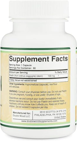 Double Wood Supplements - Fisetin 100mg – Suplemento de Flavonóis Bioativos, 60 Cápsulas (Suplemento de Polifenóis Bioflavonoides Similar a Apigenina, Luteolina e Quercetina) Suporte Anti-Envelhecimento Senolítico por Double