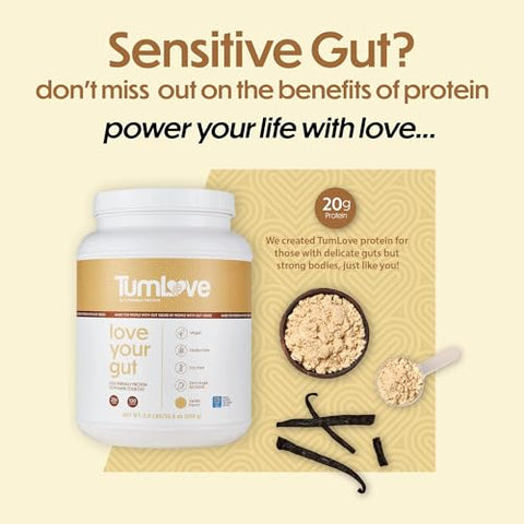 TumLove - Proteína Vegana em Pó Certificada Low FODMAP – Sem Glúten, Sem Lactose, Sem Soja, 100% Amigável ao Intestino