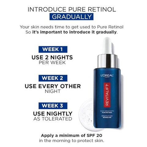 L'Oreal Paris - L’Oréal Paris Revitalift Triple Power LZR Serum Noturno para o Rosto, com 0,3% de Retinol Puro, Hidrata a Pele e Elimina Rugas Profundas, para Todos os Tipos de Pele, 30ml