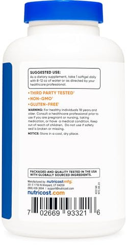 Vitamina E 400 UI, 240 Cápsulas Softgel – Livre de Glúten, Não-OGM - Nutricost