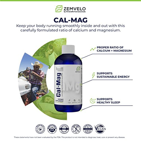 Zemvelo - Liquid Ionic Cal/Mag | Cálcio, Magnésio, Boro | Fortaleça seus ossos