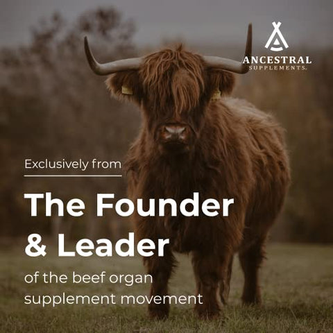 Ancestral Supplements - Suplemento de Cérebro de Boi Alimentado com Capim e Fígado de Boi – Suporte Cerebral Integral para Saúde do Cérebro, Humor e Memória – Cápsulas de Fórmula para Saúde Cerebral e Hepática – Marca