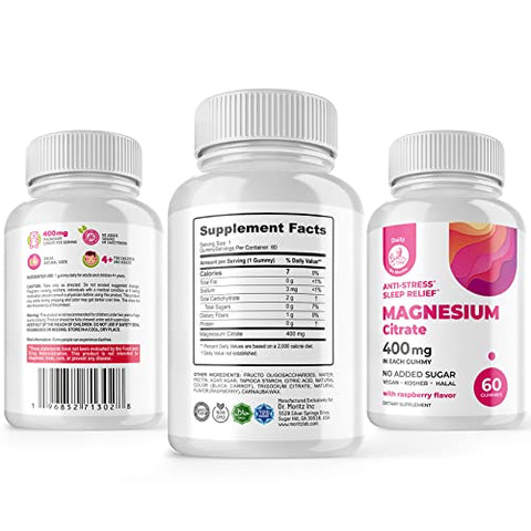DR. MORITZ - Magnesium Gummies Sem Açúcar – Gomas de Magnésio Calmantes para Crianças, Gomas de Magnésio Calmantes Sem Açúcar para Crianças
