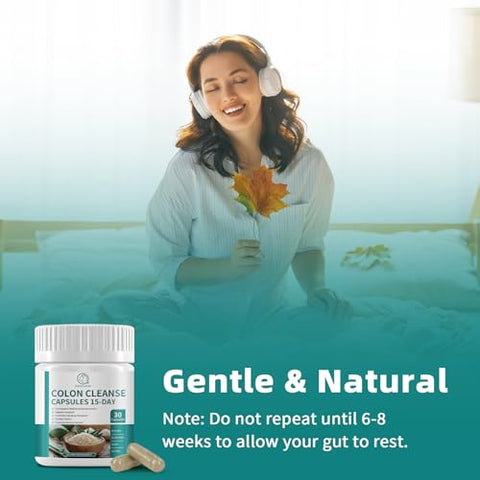BBEEAAUU - Cápsulas Detox para Limpeza do Cólon, 15 Dias de Saúde Intestinal, Saúde Intestinal para Mulheres e Homens, Suporte Digestivo
