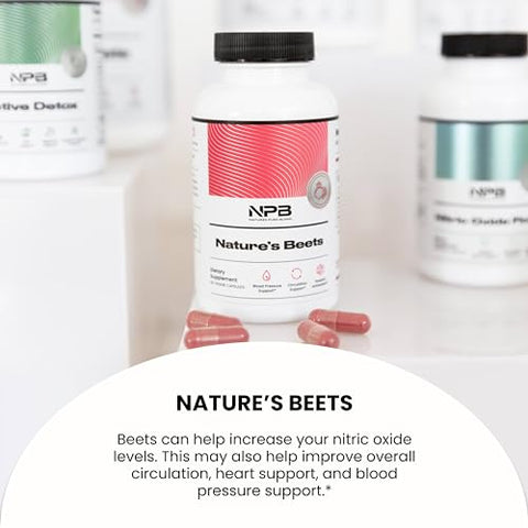 Nature's Pure Blend - Nature’s Pure Blend Cápsulas de Beterraba Orgânica I Suporte ao Fluxo Sanguíneo, Pressão Arterial, Saúde Cardíaca I Estimulante de Energia, L-Arginina