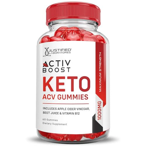 Justified Laboratories - Activboost Keto ACV Gummies Fórmula Avançada 1000MG Active Boost Keto Gummies Vinagre de Maçã Activ Boost Formulado com Romã e Beterraba em Pó B12 Vegano Não GMO 60g